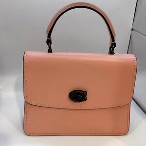 Coach Parker top handle pink signature turn lock purse